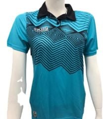 KBS Kadın Polo Yaka Turkuaz üzeri Lacivert Tişört