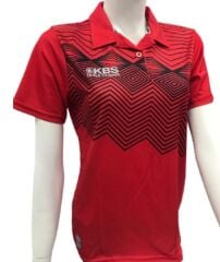 KBS Kadın Polo Yaka Kırmızı üzeri Siyah Tişört